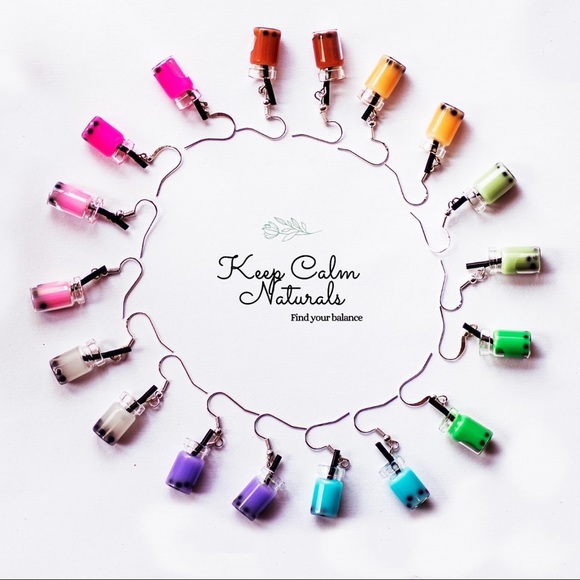 Colorful Boba Tea Earrings - Picture 1 of 4